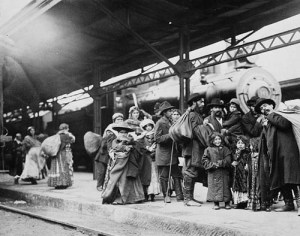 Immigrants taking train